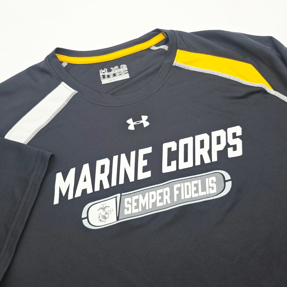 Under Armour Mens XL Marine Corps Semper Fidelis HeatGear Loose T-Shirt Black